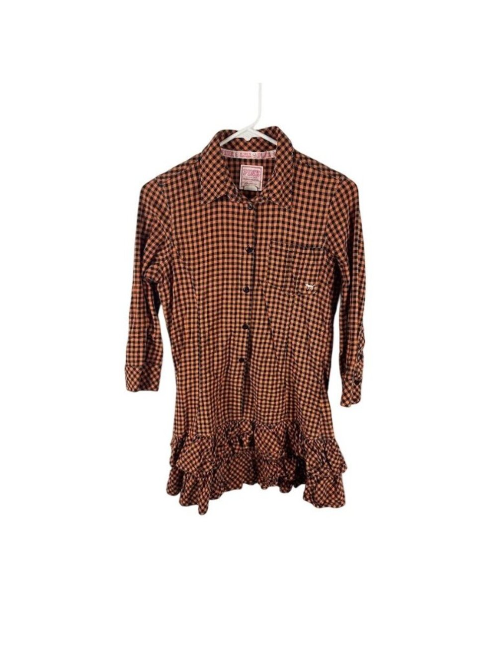 Victoria's Secret PINK Womens Gators Shirt Dress Orange Plaid Small